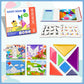 Magnetic Tangram Puzzles for Kid with 368 Patterns Booklet & 30 Theme Pages & Metal Board, Tangrams for Kids Ages 4-8 with Portable Box, Magnetic