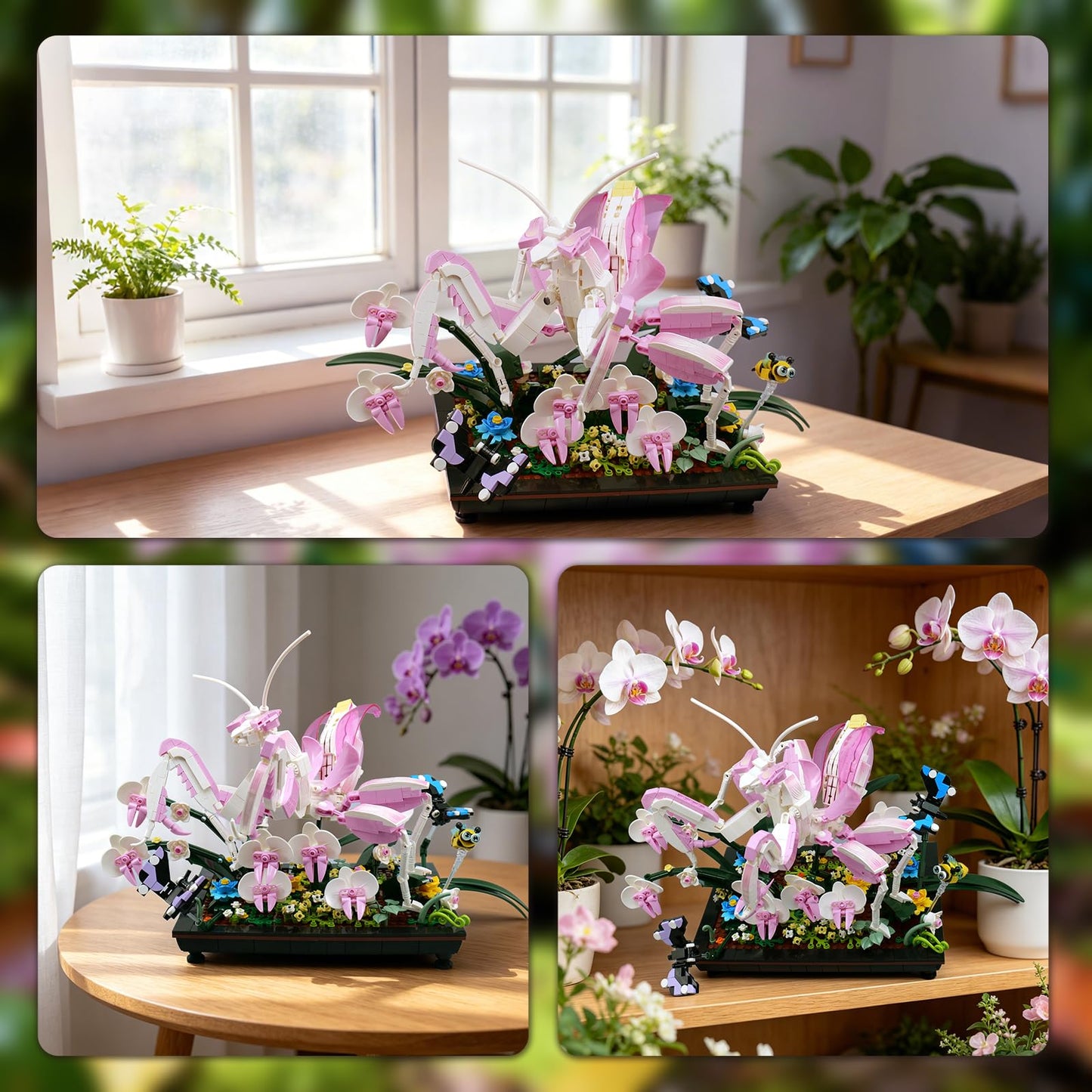 GXJTYYBS Orchid Praying Mantis Flowers Bonsai Building Set, MOC Insects Nature Inspired STEM Kit for Adults, Stunning Desk Decor for Home/Office,