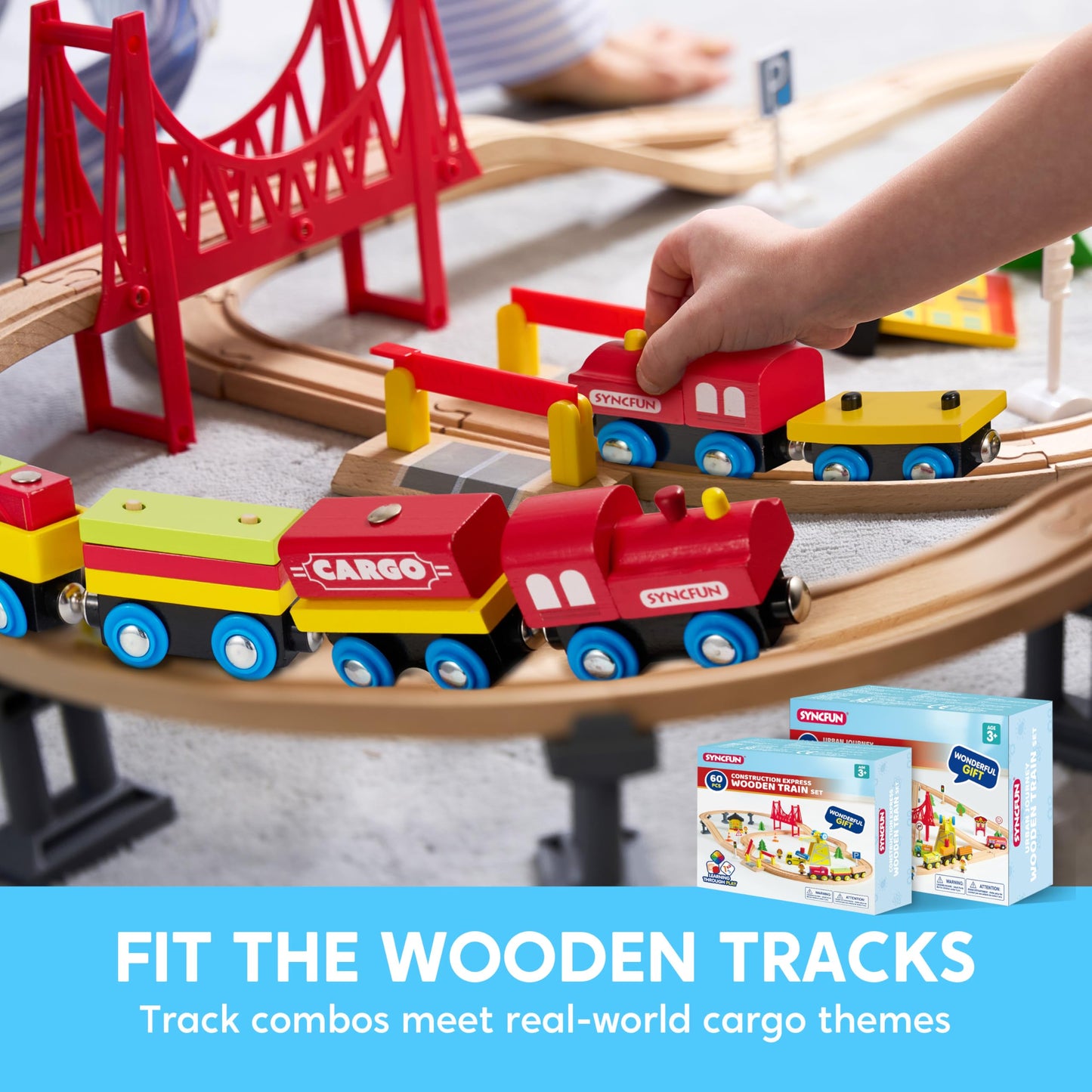 Montessori Wooden Train Toy Set for Kids, 12PCS Magnetic Train Cars with Storage Gift Box, STEM Educational Toy for Boys & Girls, Ages 3-8 Years