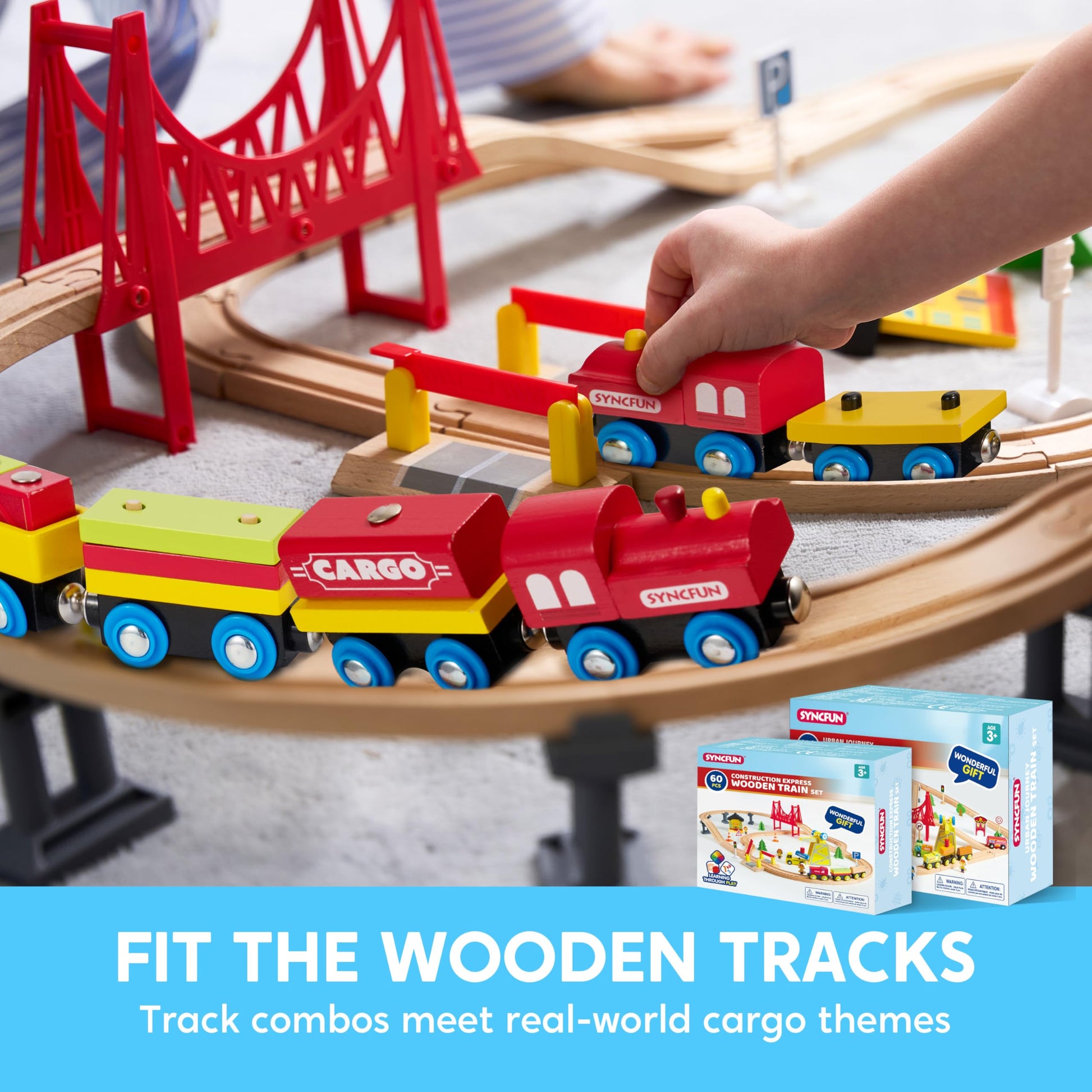 Montessori Wooden Train Toy Set for Kids, 12PCS Magnetic Train Cars with Storage Gift Box, STEM Educational Toy for Boys & Girls, Ages 3-8 Years
