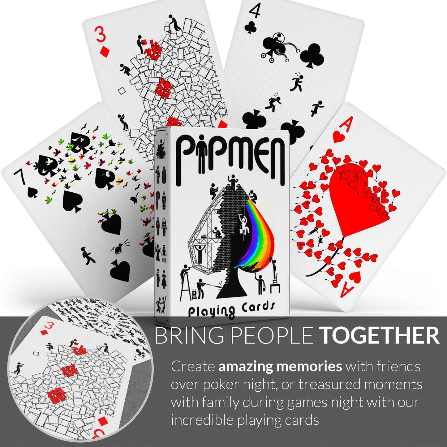 Unique Playing Cards, White Deck of Cards, Cool Pipmen Cards with Free Card Game eBook, Premium Poker Cards, Unique Kids Playing Cards for Children