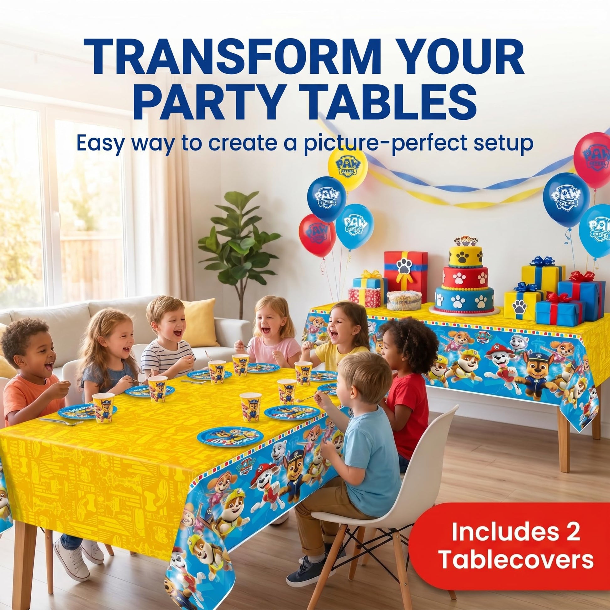 Paw Patrol Tablecloth 2-Pack - Paw Patrol Birthday Decorations for Party