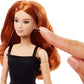 Barbie Basics Model 04 Collector Doll with Red Curly Hair, Black Mini Dress & platform shoes, Universal-fit Fashions, Posable Petite Body & Swappable