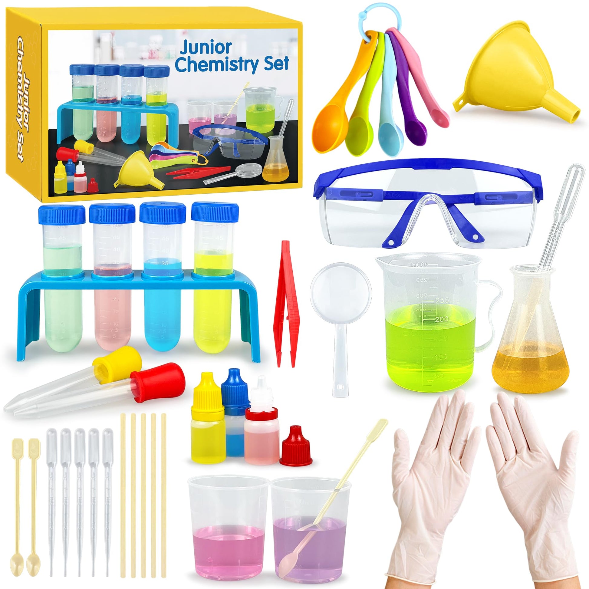 33PCS Plastic Lab Science Experiments Beakers Test Tubes Set