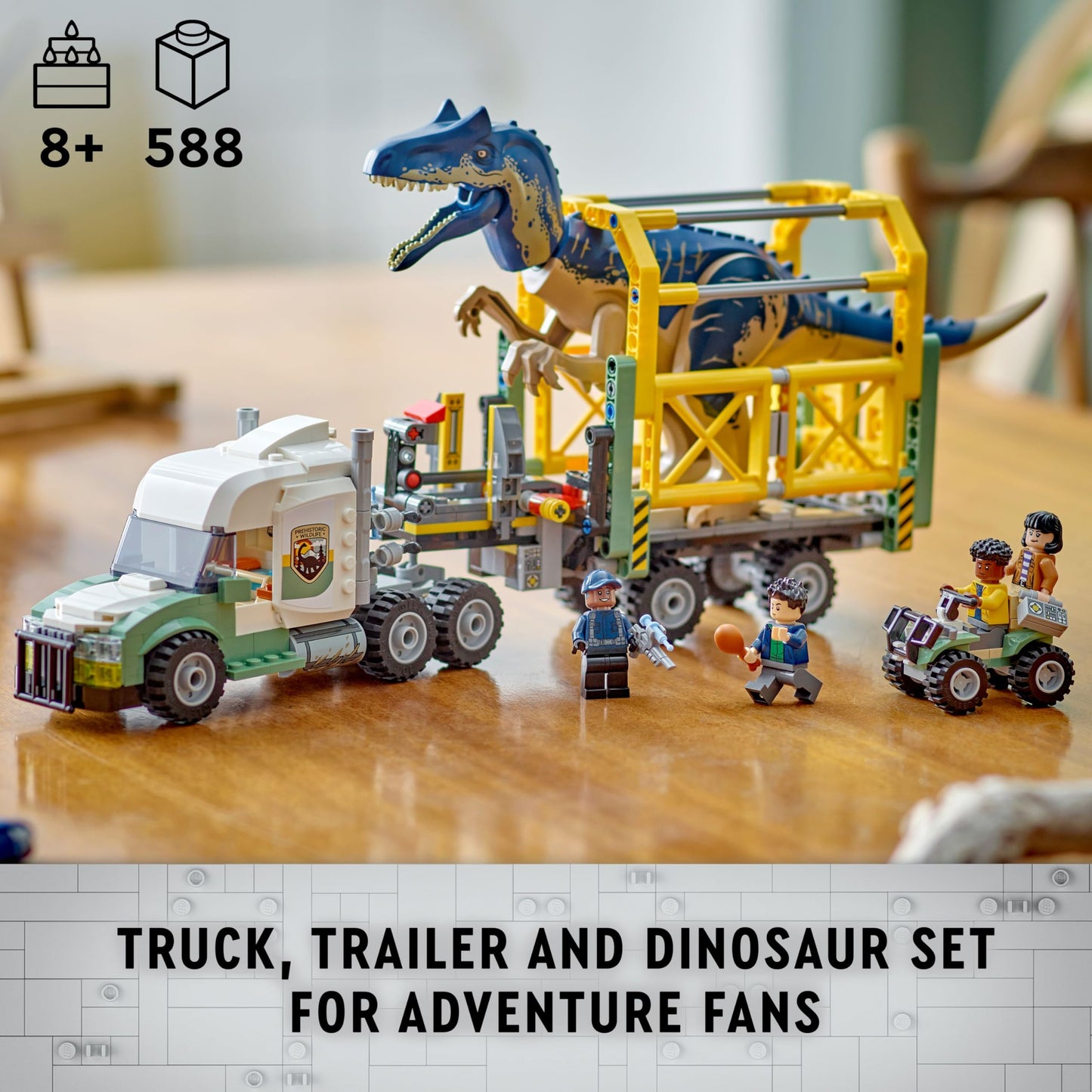 LEGO Jurassic World Dinosaur Missions: Allosaurus Transport Truck Toy, Fun Gift Idea for Kids with Kenji, Darius and Yaz Minifigures, Jurassic World