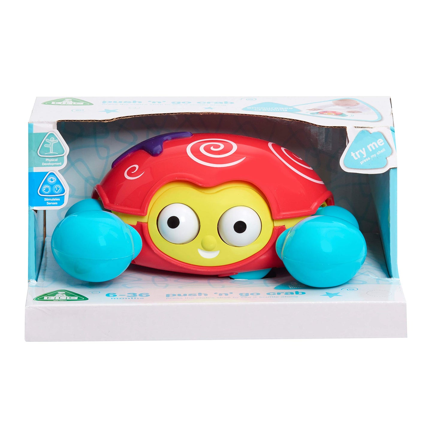Early Learning Centre Push ‘n’ Go Crab, Physical Development, Stimulates Senses, Kids Toys for Ages 06 Month, Amazon Exclusive