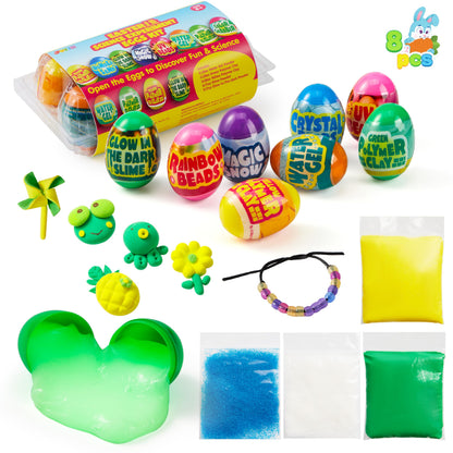 JOYIN 8 Pcs Easter Science Experiment Eggs, Colorful Eggs Prefilled with Science Activity Kit, Easter Hunt, Basket Stuffer Filler, Party Favor, STEM