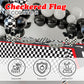Checkered Party Supplies Set Serves 24 - Checkered Flag Plates, Cups, Napkins, Cutlery - For Race Car Birthday Party Supplies Table Ware Decorations