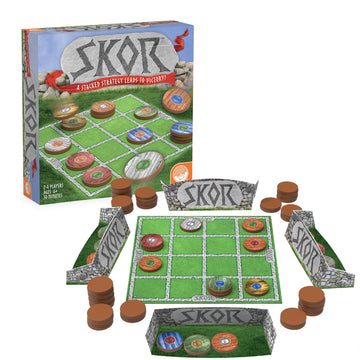 MindWare Skor: A Stacking Strategy Board Game for Kids Ages 6 & Up - Family-Friendly, Color-Matching, Shield-Collecting Games for Families