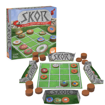 MindWare Skor: A Stacking Strategy Board Game for Kids Ages 6 & Up - Family-Friendly, Color-Matching, Shield-Collecting Games for Families