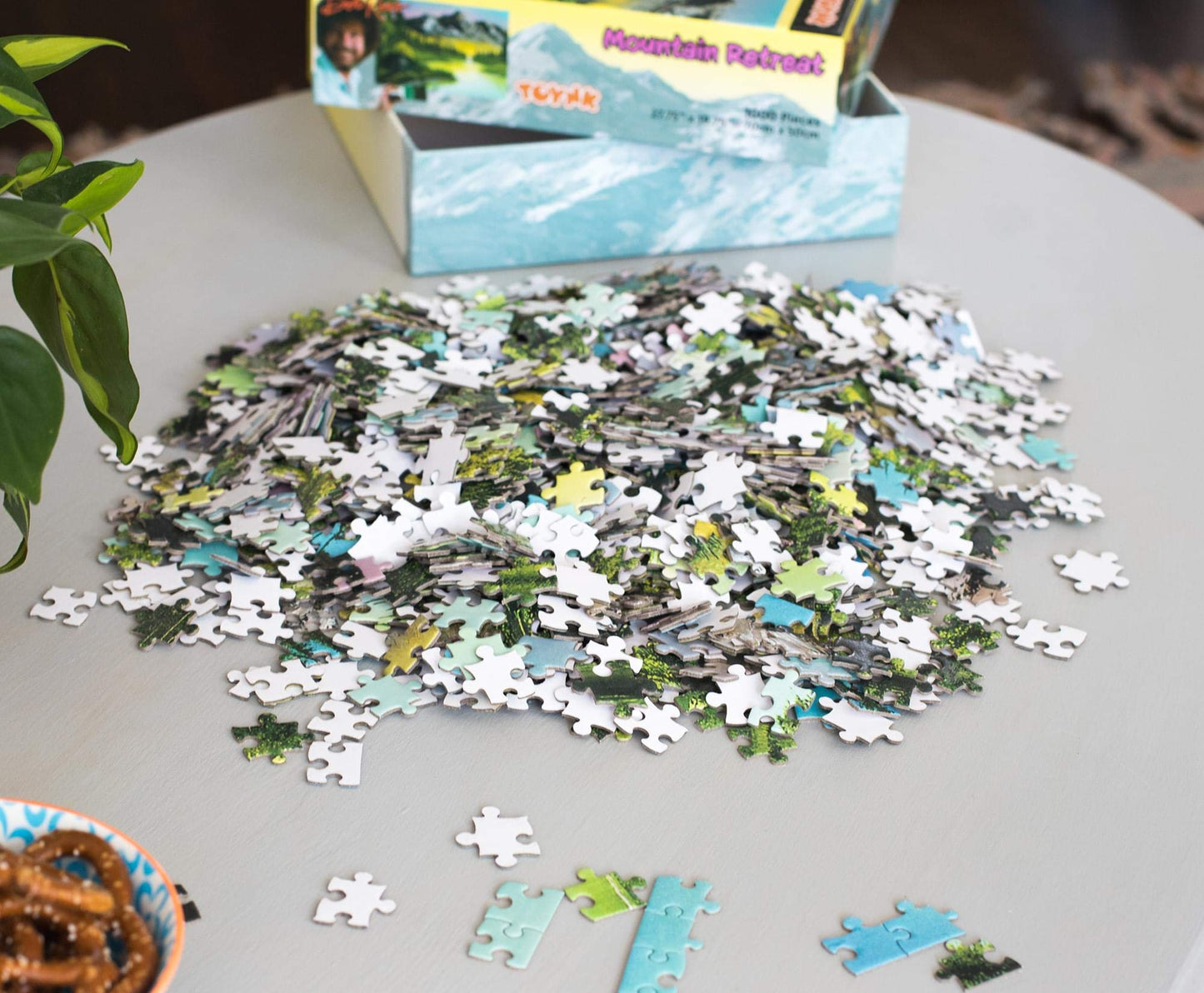 Bob Ross Mountain Retreat Nature Puzzle Board for Adults and Kids | Forest Lake Jigsaw Puzzle 1000 Pieces | Interactive Brain Teaser for Family Game