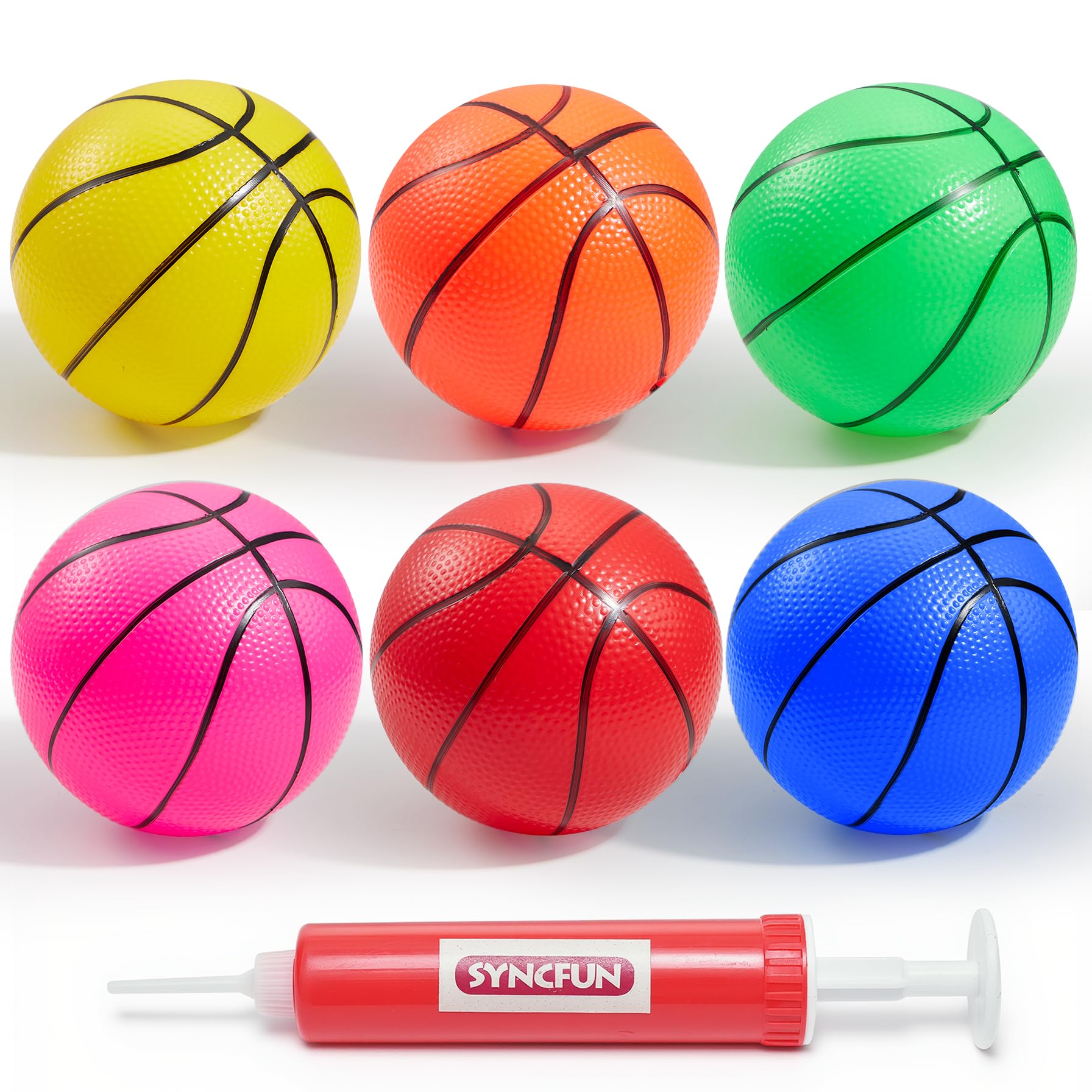 SYNCFUN 6 PCS Mini Basketballs, 5 inches Colorful Small Ball for Basketball Hoop, Inflatable Rubber Ball, Sports Toys Gift for Kids and Teenagers (6
