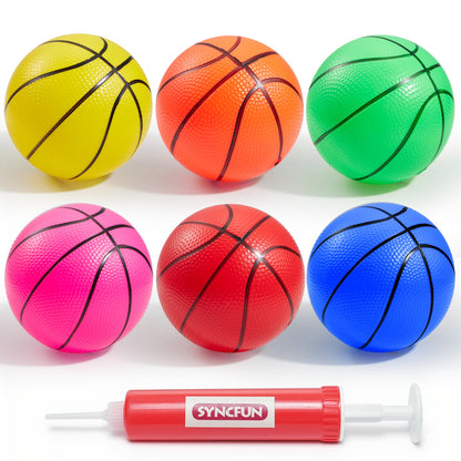 SYNCFUN 6 PCS Mini Basketballs, 5 inches Colorful Small Ball for Basketball Hoop, Inflatable Rubber Ball, Sports Toys Gift for Kids and Teenagers (6