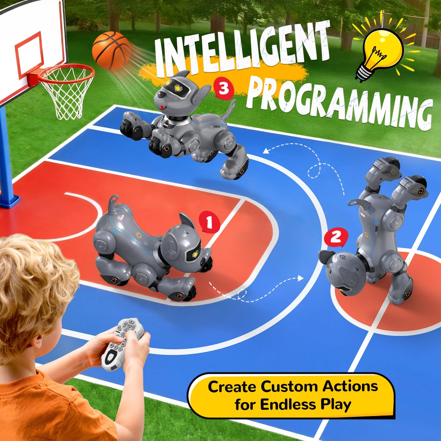 anysun Robot Dog Toy for Kids, Programmable Remote Control Robot Puppy with Follow Up & Touch Sensors, Dancing & Singing, Smart Stunt Robot Pet