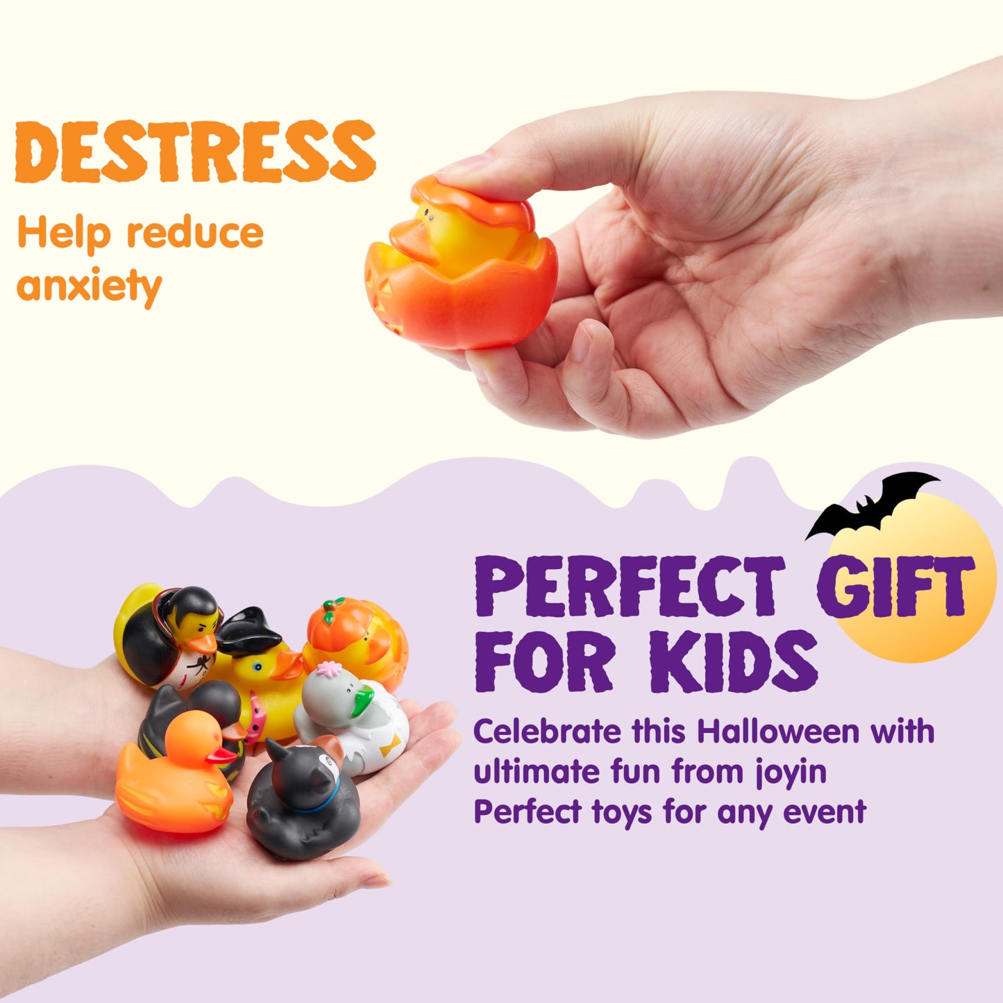 JOYIN 18 PCS Halloween Rubber Ducks, Halloween Ducks for Halloween Goodie Bag Fillers, Rubber Duckies Baby Bath Toys for Halloween Party Favors