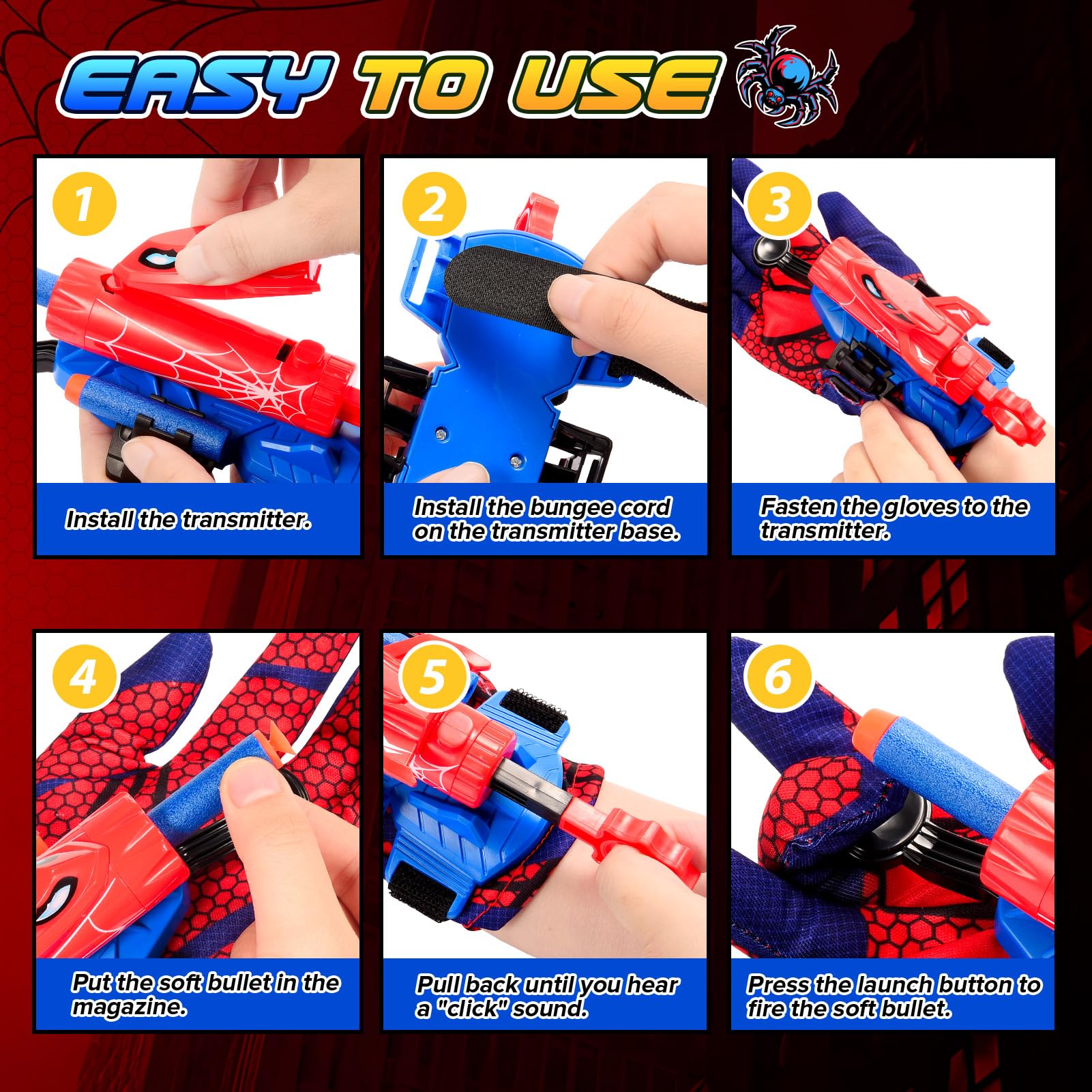 Excitobo 2 Sets Superhero Web Shooters for Kids Age 8-12, Adjustable Wrist Launcher Slinging Toy Set with 40 Darts,Ideal Birthday for Boys & Girls