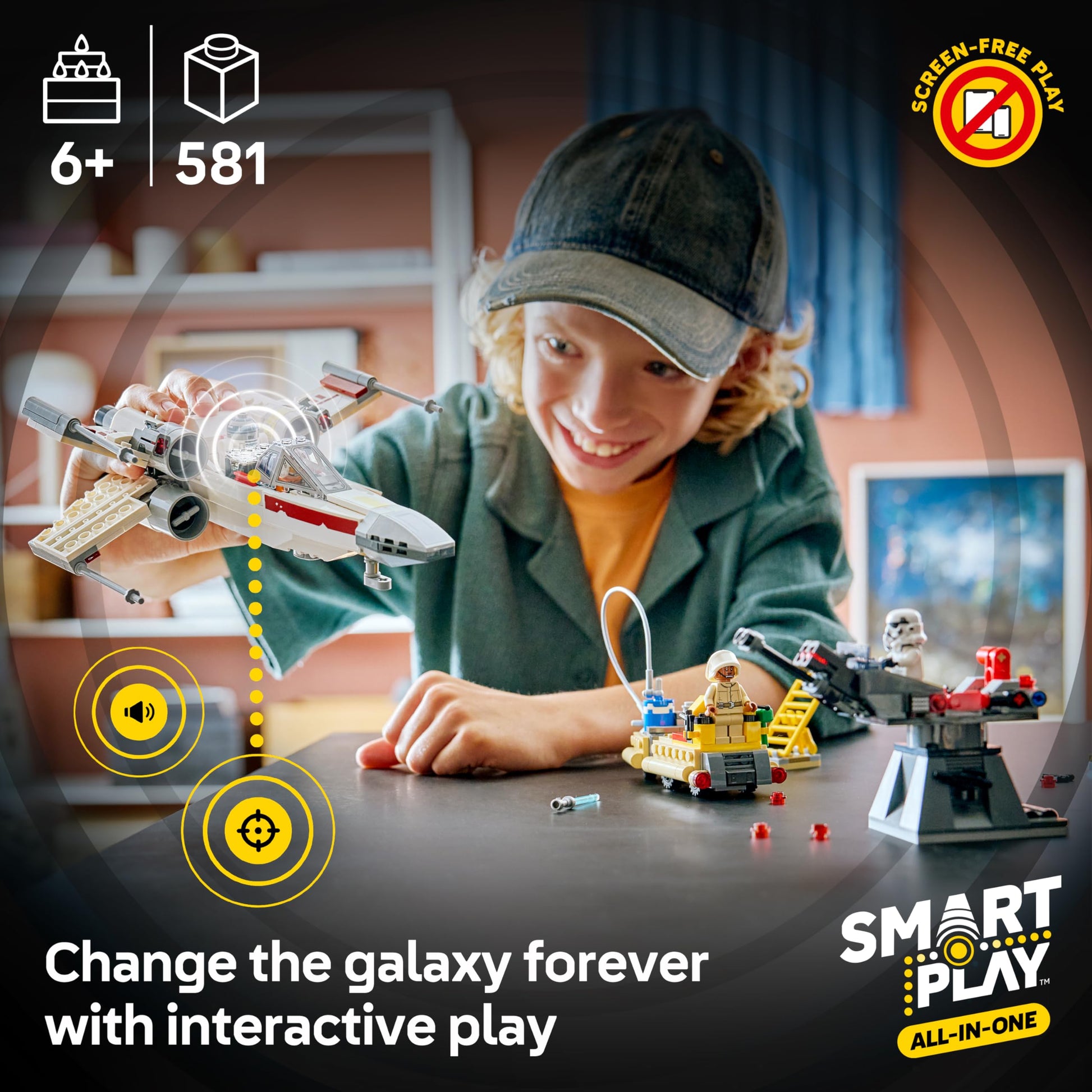 LEGO Star Wars SMART Play: Luke’s Red Five X-Wing Interactive Building Toy - All-in-One Set - Reacts to How You Move and Play with a SMART Brick