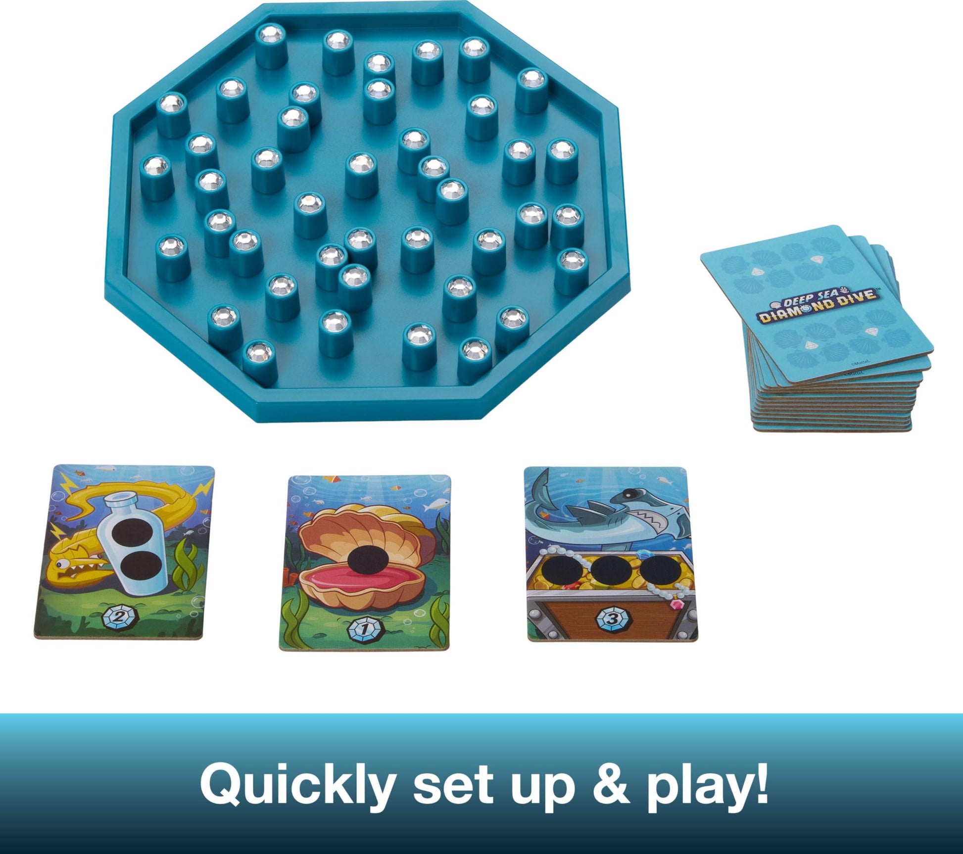 Mattel Games Deep Sea Diamond Dive Family Board Game for Kids and Grown-Ups with Easy Rules and Quick Gameplay for 2-4 Players
