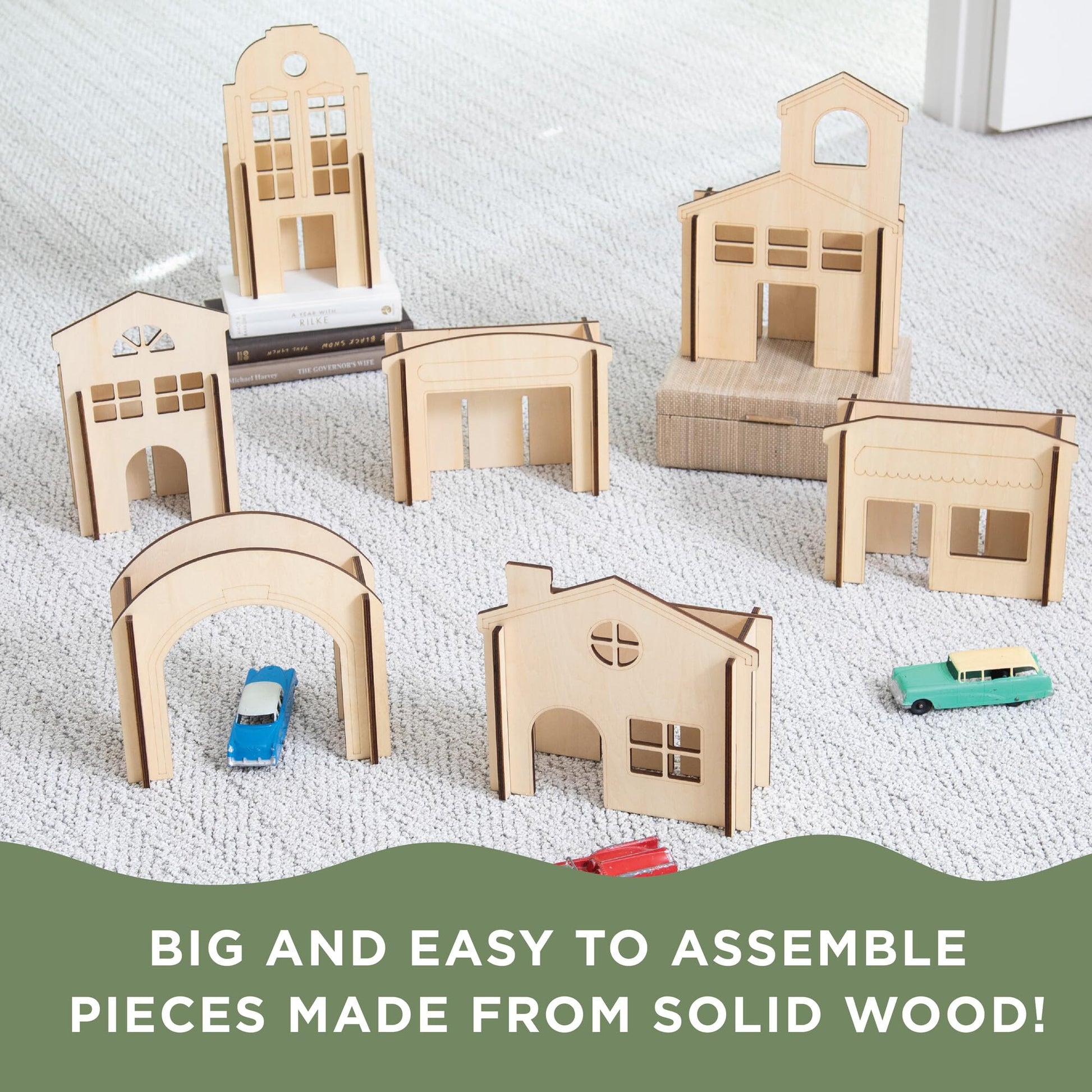 MindWare Kindertown Buildings Wooden Montessori Building Set - Building Blocks for Toddlers