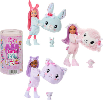 Barbie Cutie Reveal Cuddly Series Chelsea Small Dolls & Accessories with 6 Surprises Including Color Change & Mini Pet (Styles May Vary)