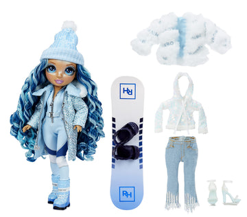 Rainbow High Winter Break Skyler Bradshaw - Blue Fashion Doll and Playset with 2 Designer Outfits, Snowboard Accessories