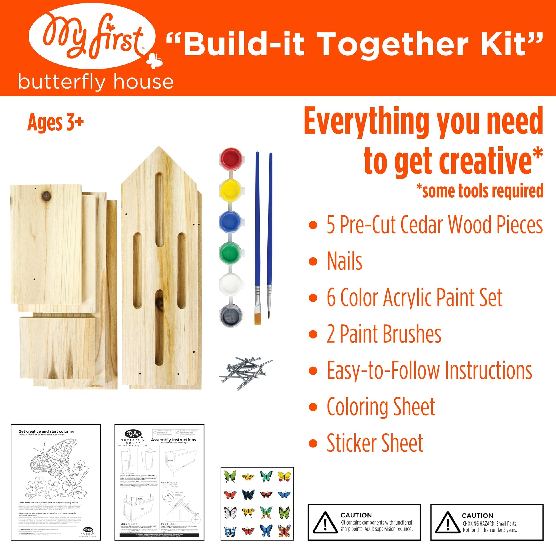 Nature's Way My First Butterfly House DIY Art Craft Kit - Creative Wooden Building & Painting STEM Gift for Kids and Adults