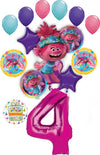 Poppy World Tour 4th Birthday Party Supplies Trolls 15pc Balloons Bouquet