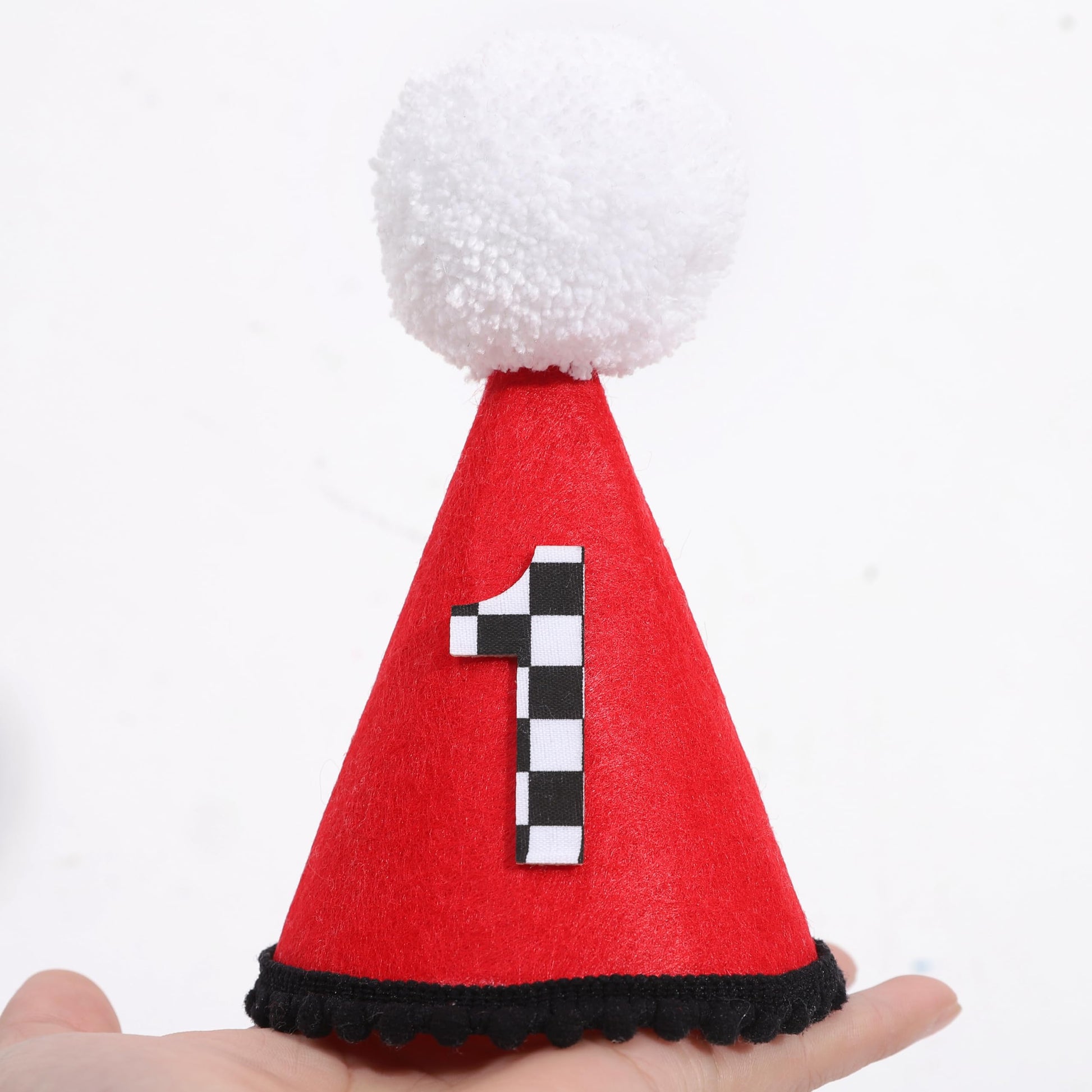 BEADED Fast One Party Birthday Hat - Racing Theme Birthday Decorations,Race Car Party Hat,Fast One Decor Cake Smash (red-3)
