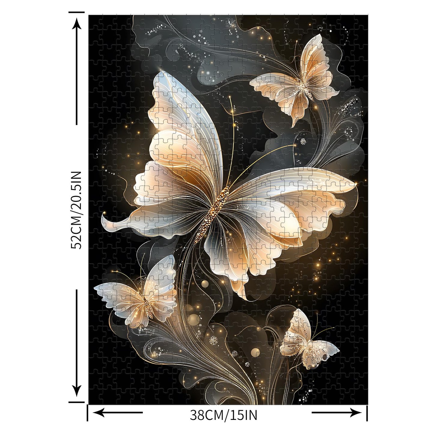 Puzzles for Adults 500 Pieces, Butterfly Jigsaw Puzzles - Dreamy Butterfly, Impossible Diamond Art Puzzle for Seniors Families, 20.47x14.96 Inches