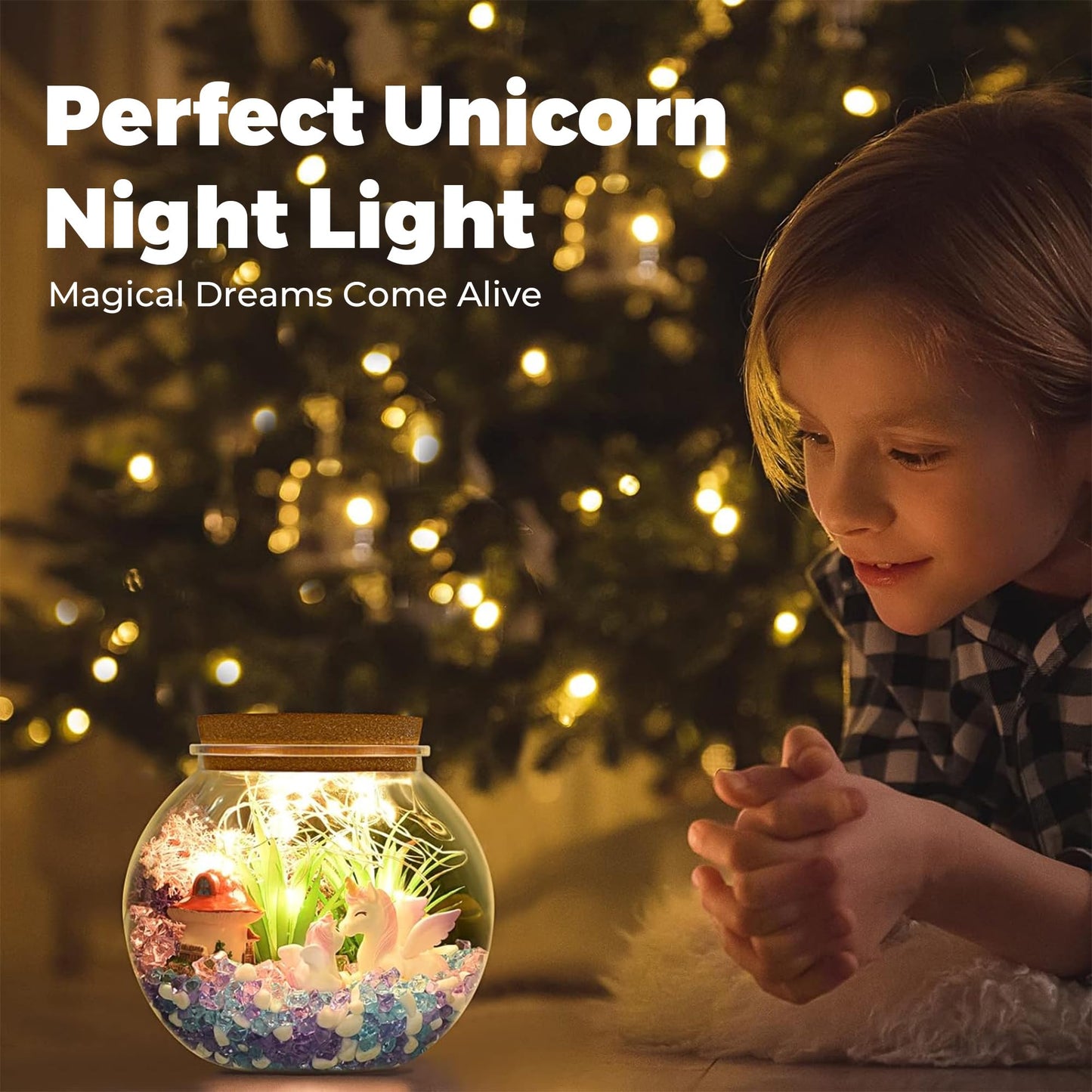 Unicorn Gifts for Girls - Light up Unicorn Terrarium Kit for Kids - DIY Unicorn Arts & Crafts Toy - Birthday Gifts for Kids Age 5 6 7 8-12 Year Old