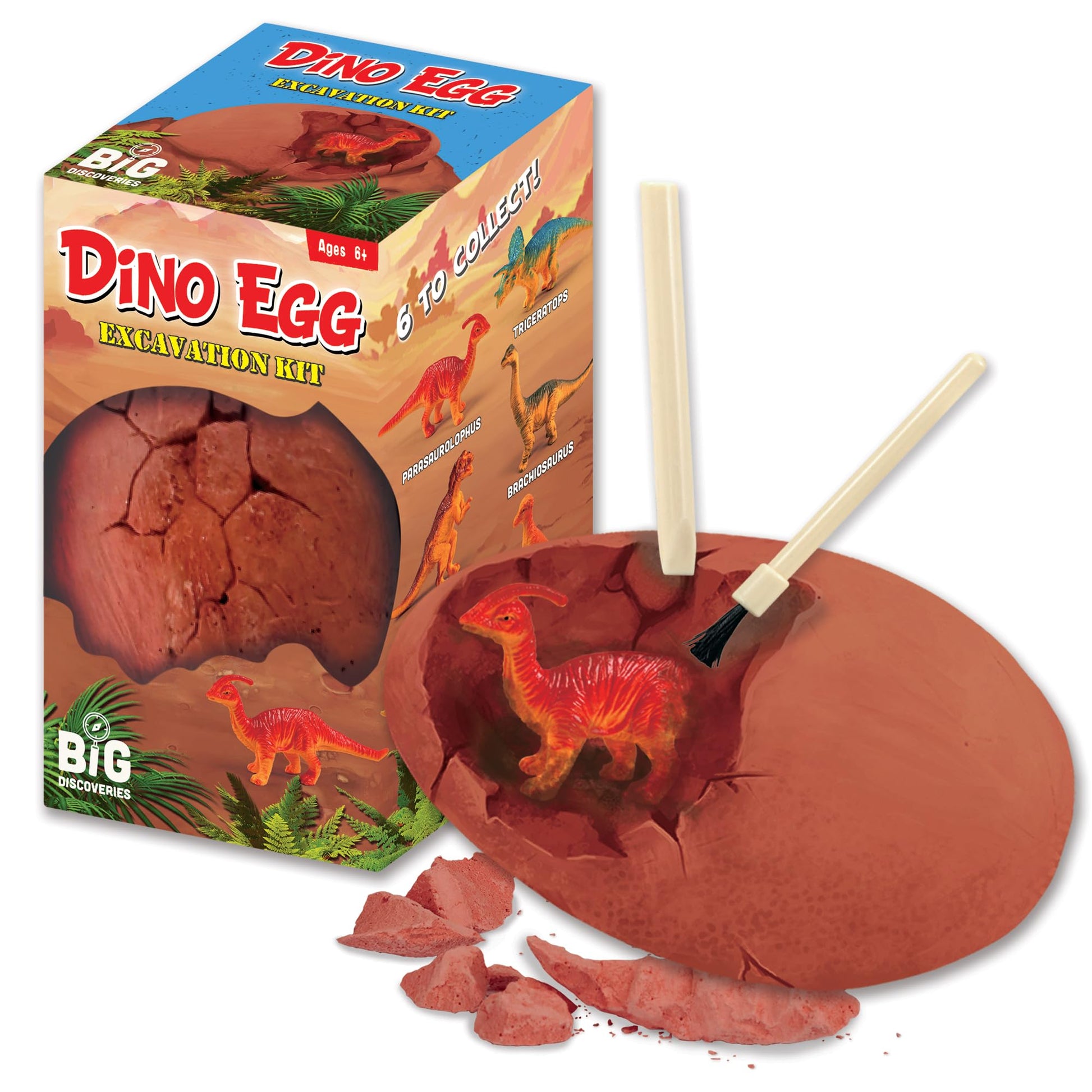 Dino Egg Excavation Kits from Big Discoveries - Discover Prehistoric Dinosaur Eggs | Interactive Fossil Archaeology Dig Kit Toy for Kids | Six