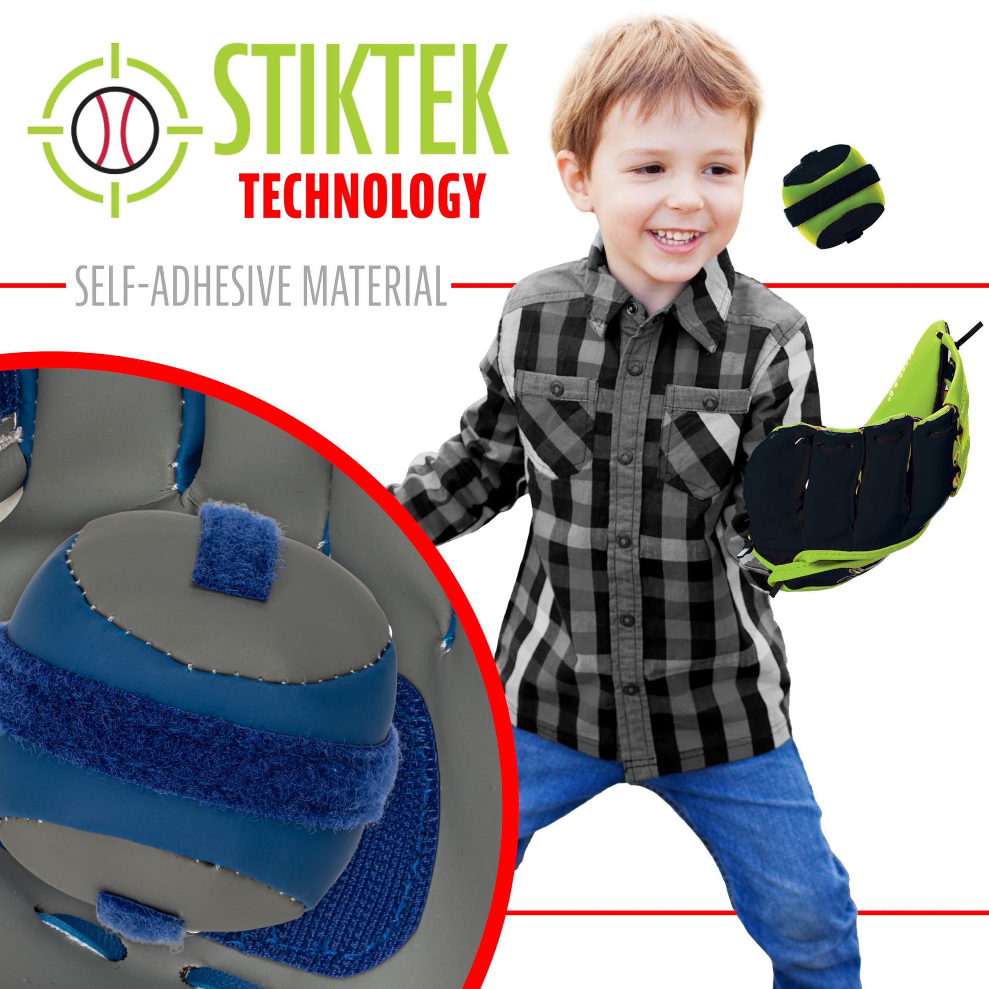 Franklin Sports Stiktek Toy Baseball Glove + Ball Set - 8" - Grey + Navy