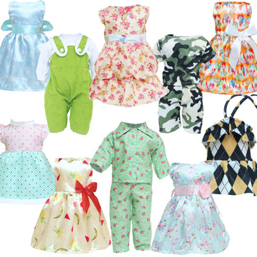 MCZQXW 10 Sets Fashion Doll Clothes and Accessories for 18 Inch Girl Doll, 17 Pcs American Doll Clothing, Dresses, Outfits