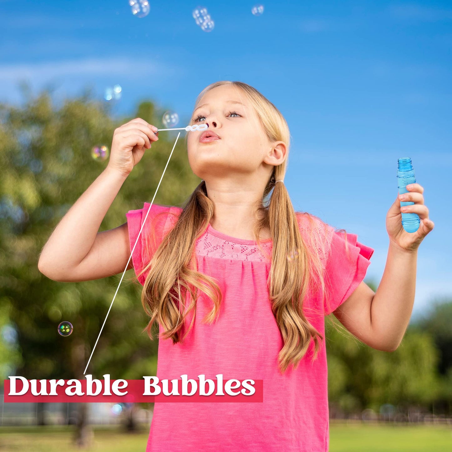 Sloosh 24 Pack 2oz Bubble Liquid Clear Bottle with Wand Set for Kids, Summer Bubble Fun Activity, Easter, and Assortment Party Favors