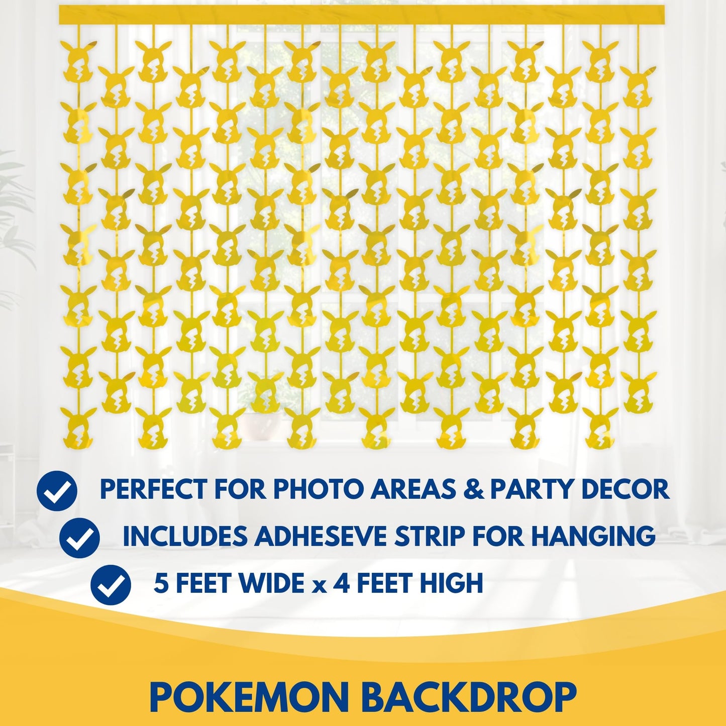 Pokemon Birthday Banner and Hanging Foil Backdrop - Pokemon Birthday Decorations - Themed Party Supplies - Officially Licensed