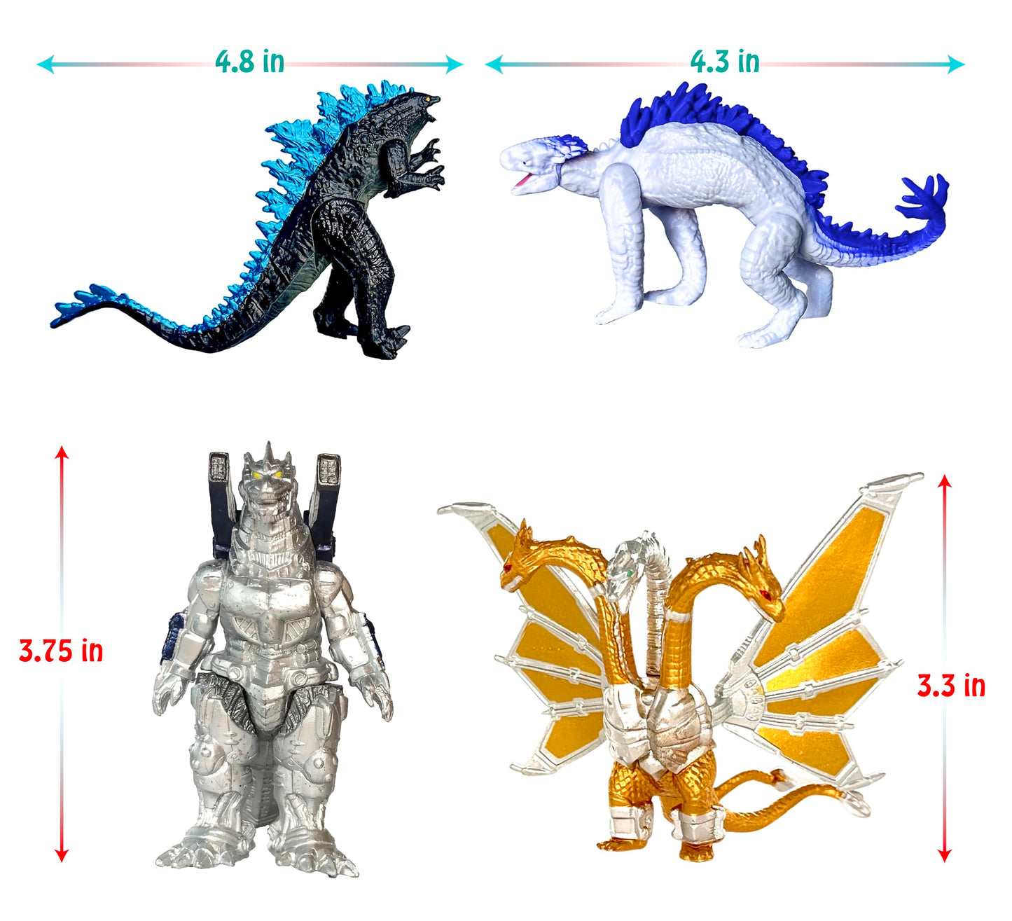 TwCare Set of 10 Godzilla x Kong: The New Empire, Dinosaur Dragon Toys Action Figures, Evolved Basic Exquisite Battle Roar B.E.A.S.T. Glove Shimo