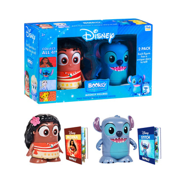 P.M.I. Disney Stitch & Moana Collectible Figures with Hidden Storybooks - 2-Pack Toys for Girls Boys Ages 3-8, Officially Licensed by Disney