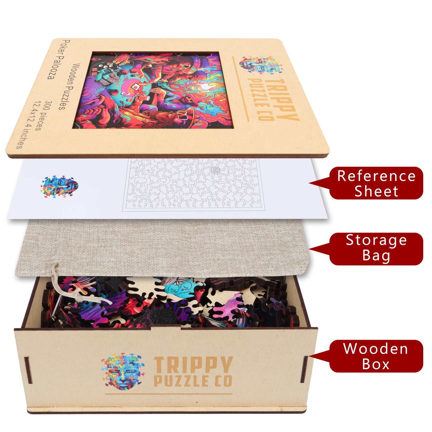 Wooden Jigsaw Puzzle for Adults - Challenging 300 Piece Puzzle with Cool Shapes - Groovy Adult Poker Puzzle Art - Adult Collection (Poker Palooza)