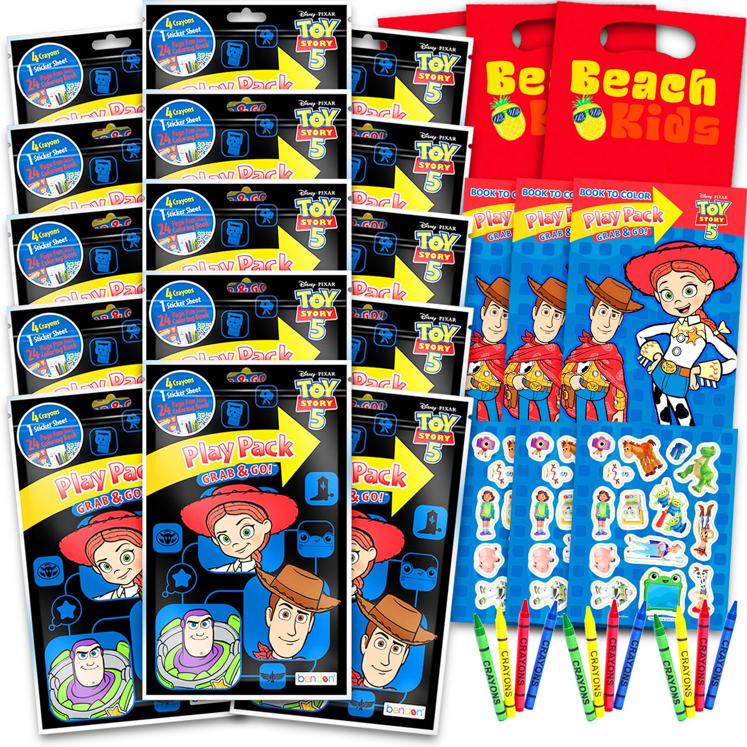 Disney Pixar Toy Story 5 Party Favors - Bundle with 15 Activity Play Packs with Coloring Book, Stickers, and More (Disney Birthday Supplies)