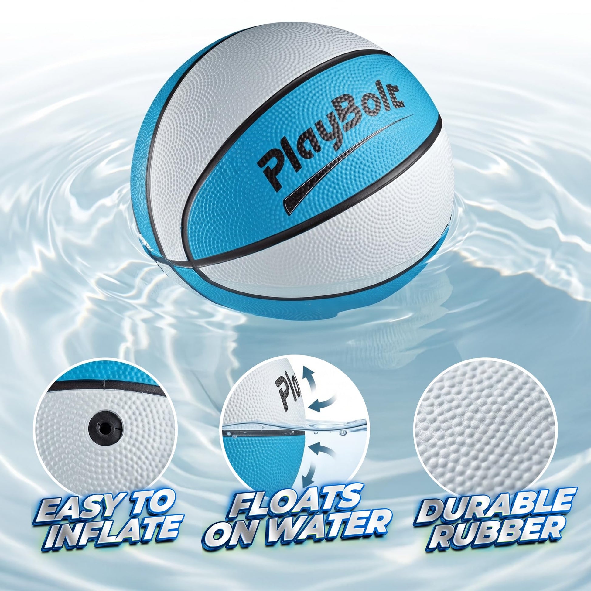 7-Inch Pool Basketballs Size 3 (3-Pack) Waterproof Floating Water Balls