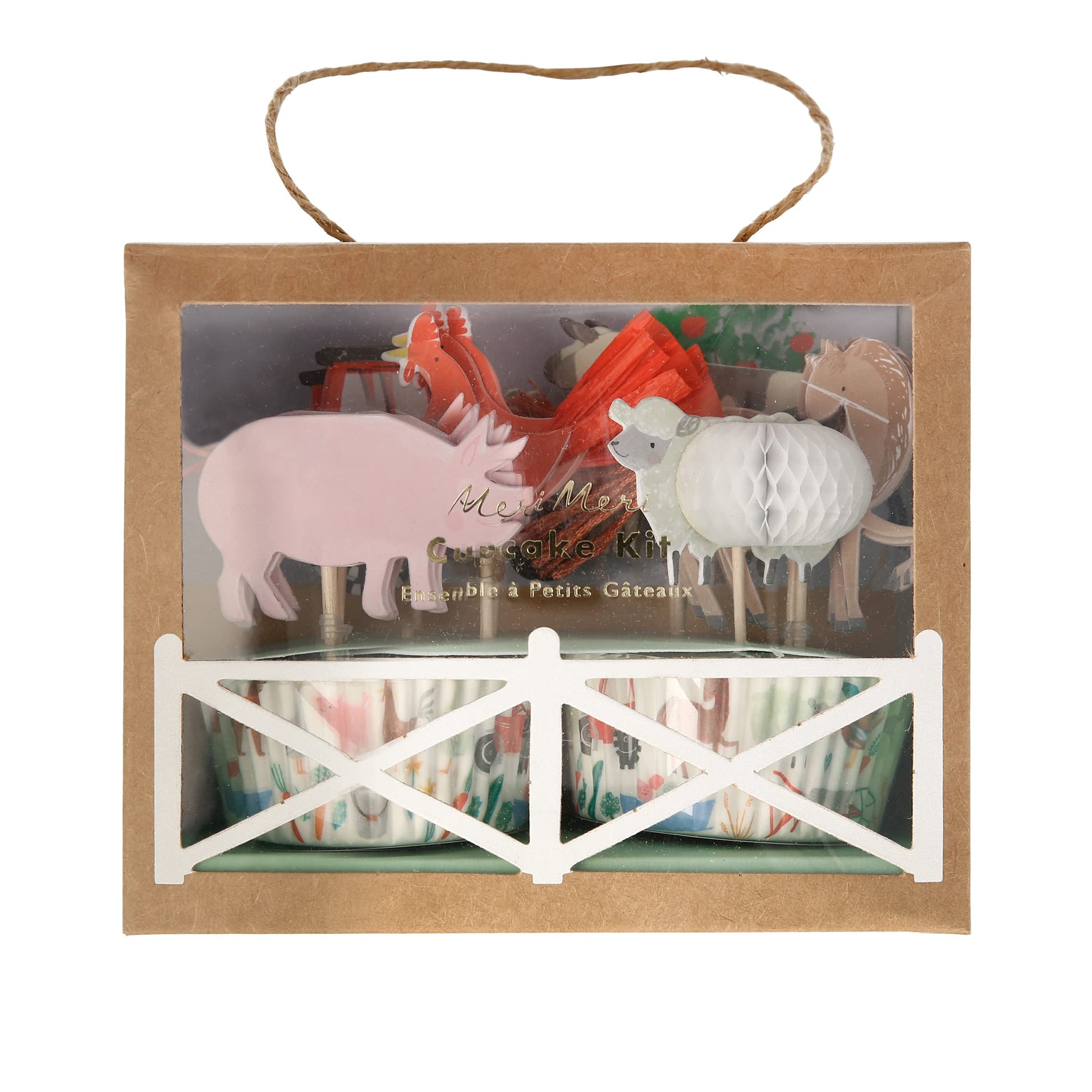 Meri Meri Cupcake Decorations, On the Farm Cupcake Kit (Pack of 24)