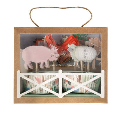 Meri Meri Cupcake Decorations, On the Farm Cupcake Kit (Pack of 24)