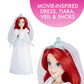 Disney Princess Ariel and Prince Eric, 2 Fashion Dolls from The Little Mermaid Movie, Doll in Wedding Dress, Tiara, and Shoes Toy, Brown