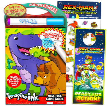 Dinosaur Imagine Ink Activity Pad - Bundle with 20 Page Dinosaur Mess-Free Imagine Ink Coloring Book, Stocking Stuffers for Boys, Toddlers 3+ Plus