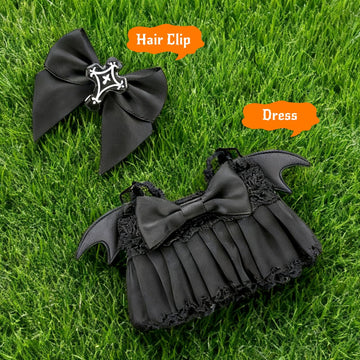 Doll Outfit Clothes Set for Labubu 17cm Doll ?Halloween Dress Bow Hair Clip for Labubu Dolls Accessories (No Dolls )