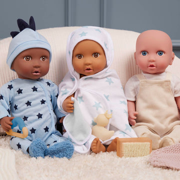 LullaBaby - 13 Pieces Fashion Set - 14-Inch Baby Doll Clothes - Pajama, Jumper & Bath Accessories - Pretend Play 2+ Years- Baby Doll Clothing Set