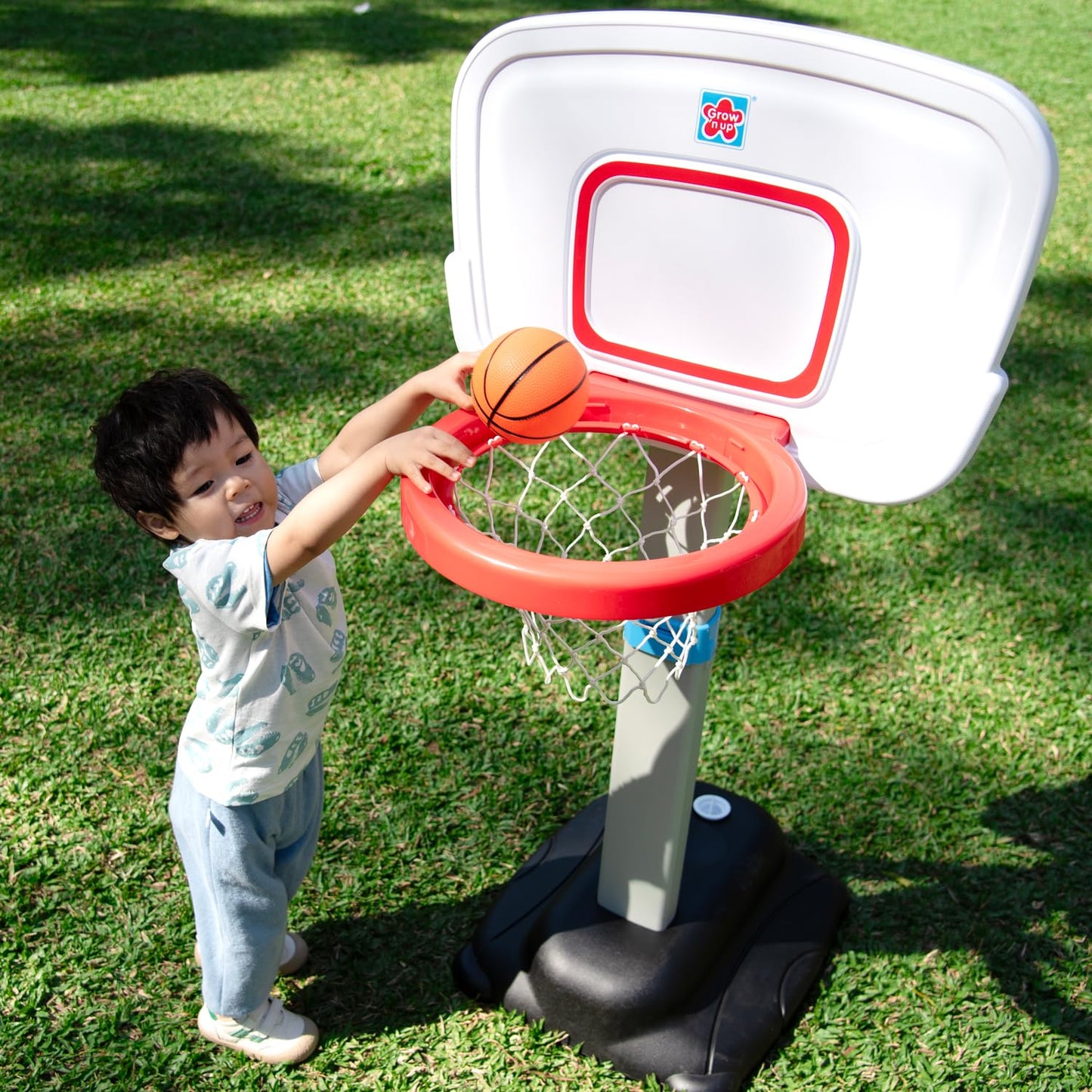 Grow’n Up Adjustable Height Toddler Basketball Hoop - Kids First Basketball Stand with Ball - Portable Indoor & Outdoor Sports Training Toy for Boys