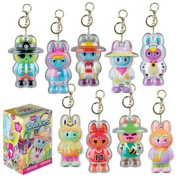 ORB Cuties Keychain Charms Assorted Blind Box Series 2-1 Individual Bubble Keychain Toy - Collectible Themed Animal Figure Charms for Backpacks, Keys