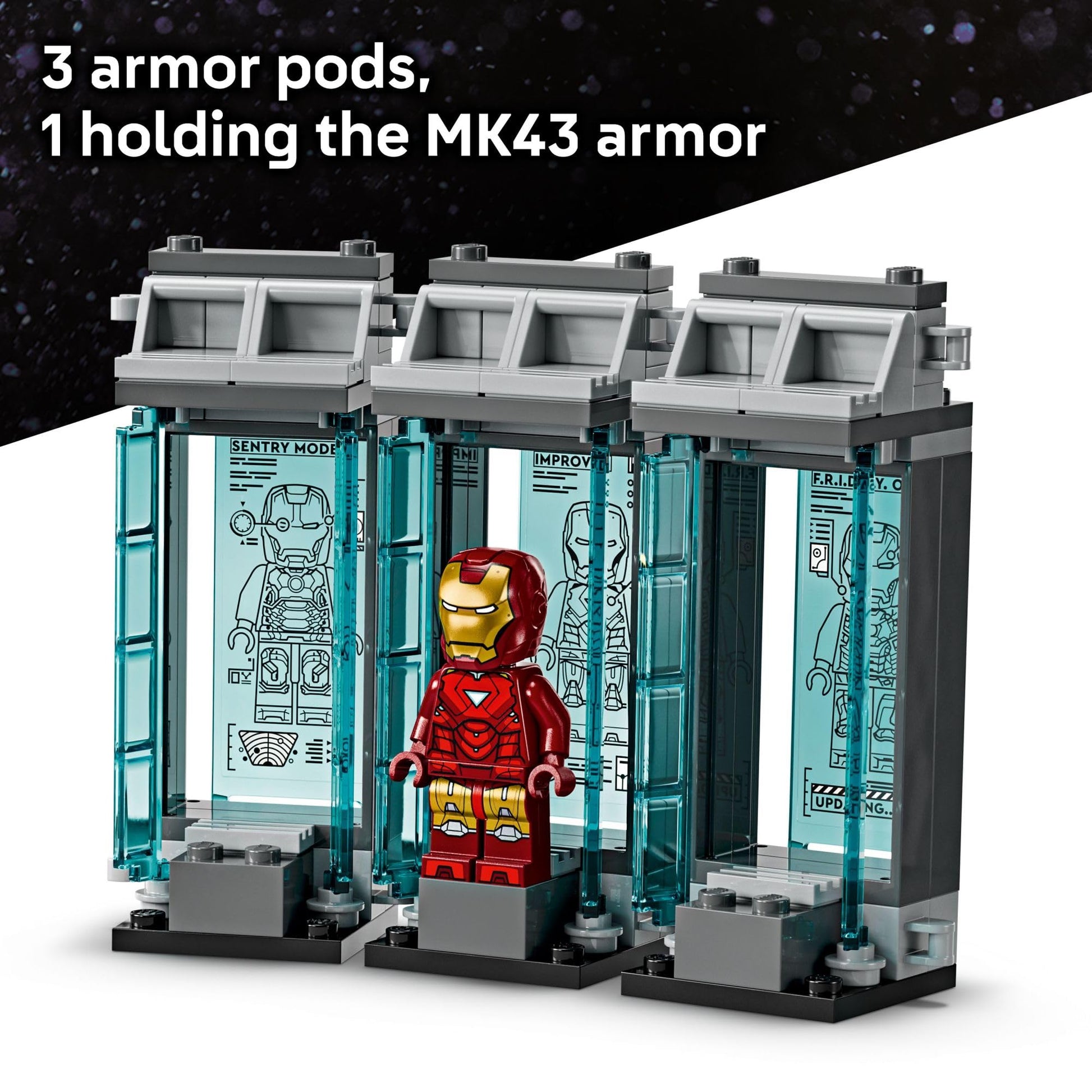LEGO Marvel Iron Man’s Laboratory: Hall of Armor Building Toy - Marvel Superhero Toy for Kids, Boys and Girls, Ages 8+ - with Minifigures and a Mech