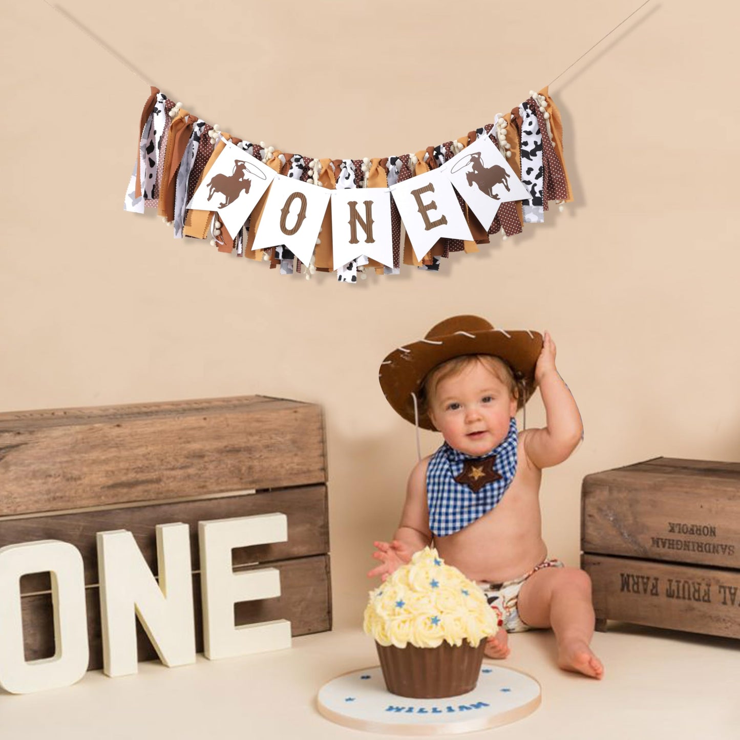 My First Rodeo High Chair Banner - Cowboy One Birthday Party Decorations